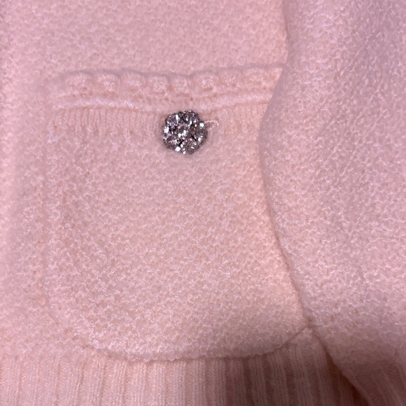 J. Crew..Cream Knit Cardigan W Rhinestone Button Accents on Cuffs & Collar - Picture 7 of 11